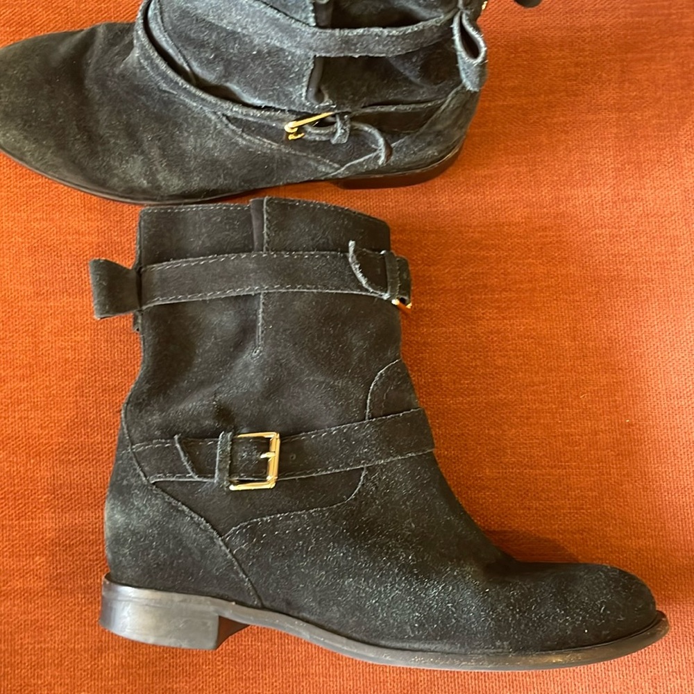 Kate Spade ♠️ Sabina Bow Suede Buckle Boots Size 9.5